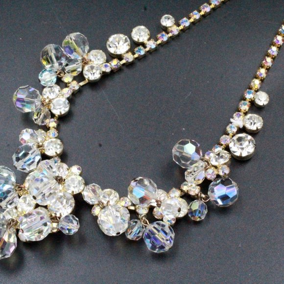 Juliana DE Aurora Borealis AB Crystals Rhinestones Charm Waterfall Necklace - Picture 6 of 13